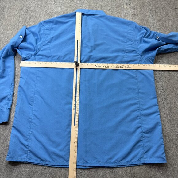Simms Shirt Men XL Blue Performance Fishing Nylon Long Sleeve Vented Roll Tab 12 - Picture 9 of 14